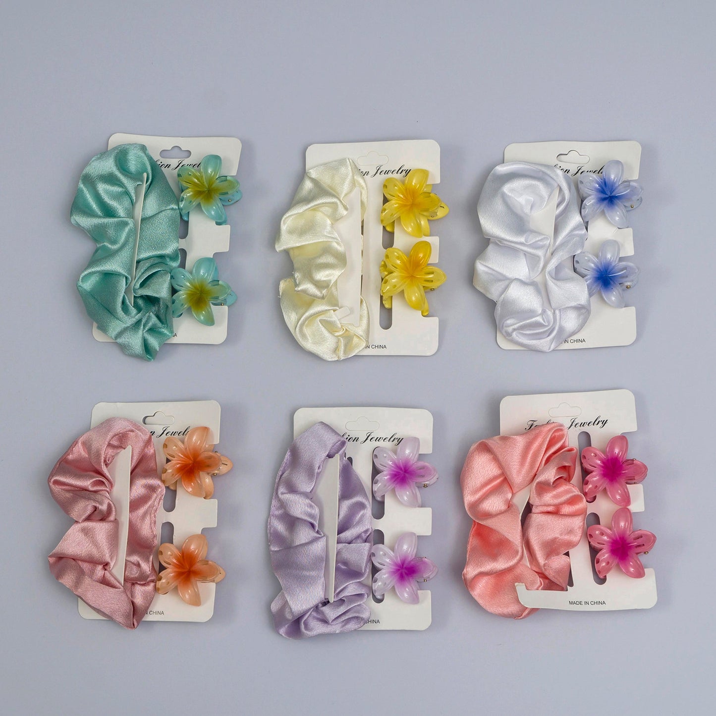 Scrunchies + 2 Mini Claws (12 Sets) - UBKWS1030