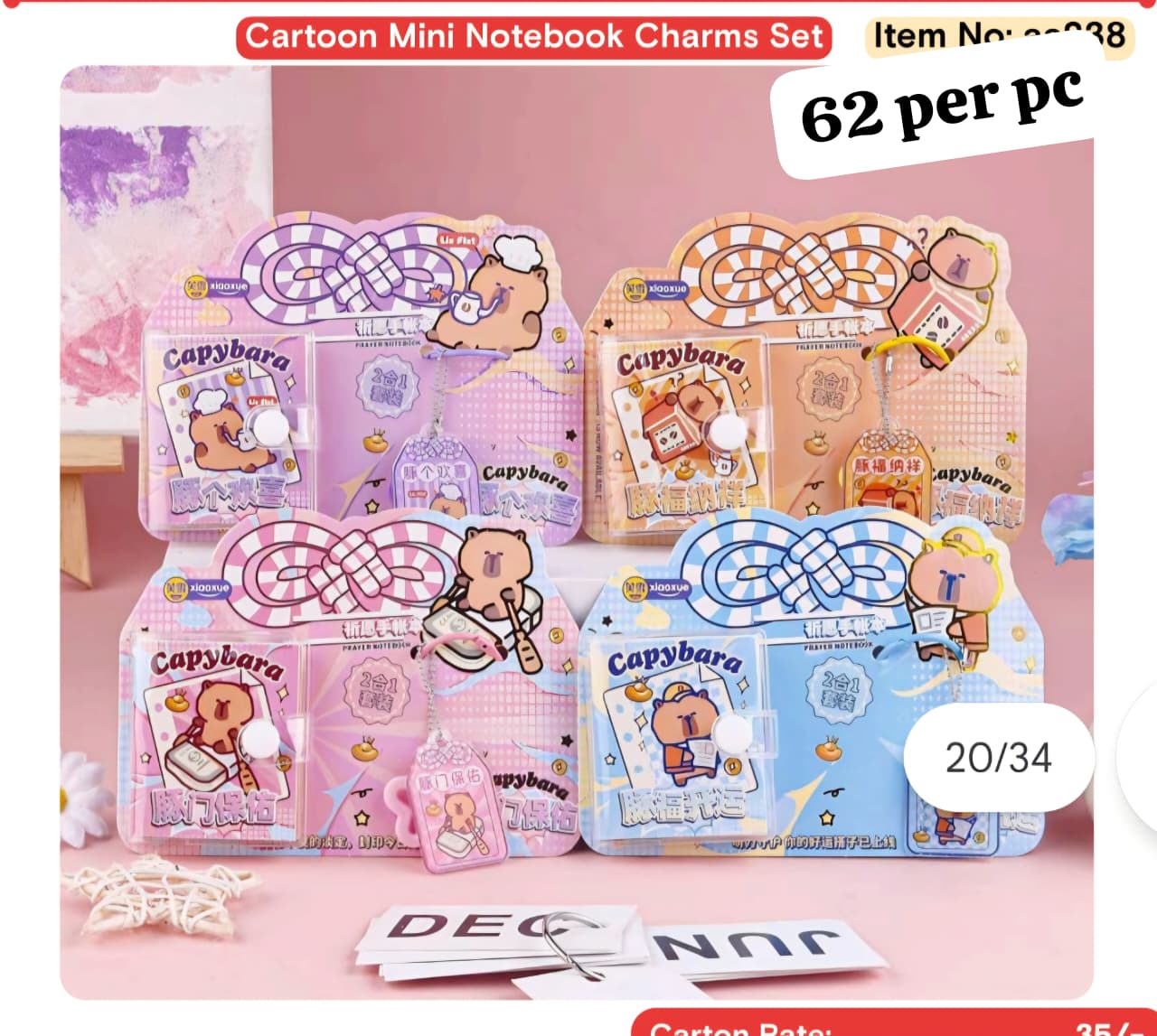 Cartoon Mini Notebook Charms Set