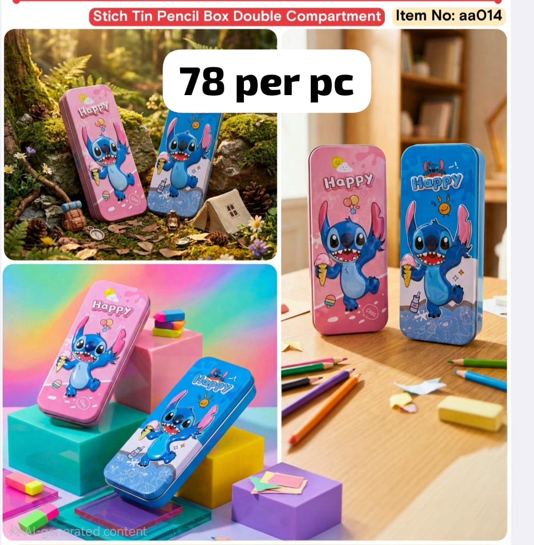 Stich Tin Pencil Box Double Compartment