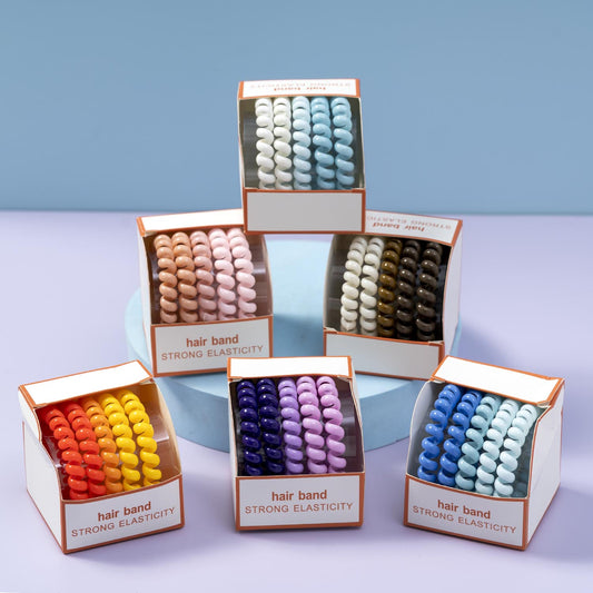 Glossy Spiral Hair Rubber Band (Pack of 12) - UBKWS760